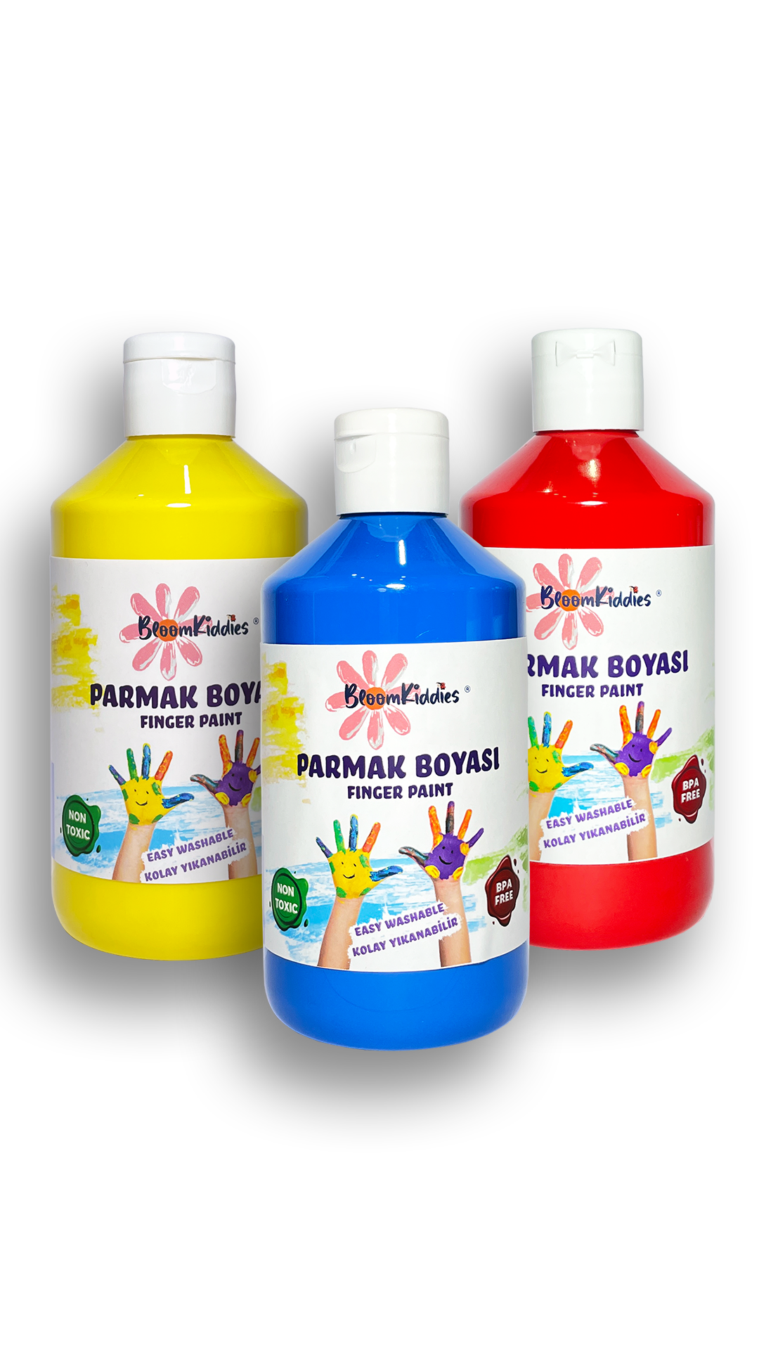 BloomKiddies - Yıkanabilir Parmak Boya 3'lü Set 1 (3x300 ml Şişe)