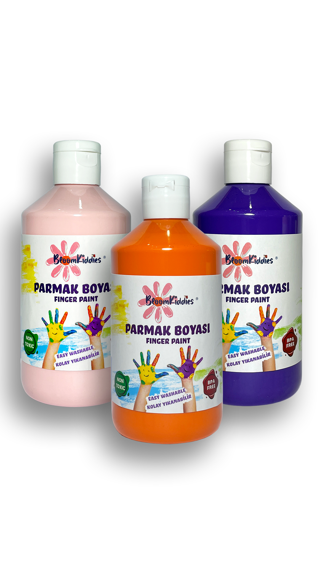 BloomKiddies - Yıkanabilir Parmak Boya 3'lü Set 2 (3x300 ml Şişe)